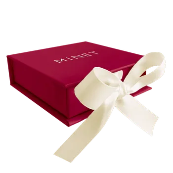 Souprava šperků MINET PREMIUM Tmavě růžová magnetická krabička na šperky s béžovou stuhou - 8 x 8 x 2,5 cm XBJMVC2