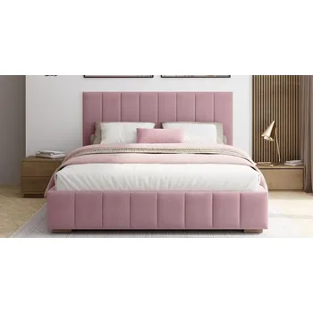 Postel Čalouněná postel AUSTIN 140x200cm Růžová Paris s úložným prostorem kovový rošt