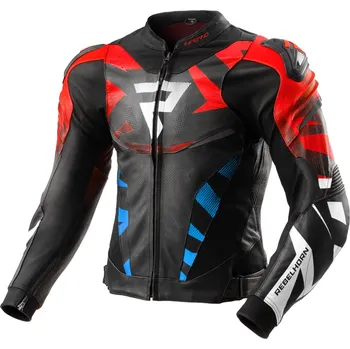 Moto bunda Kožená bunda na motorku Rebelhorn Inferno černo-modro-bílo-červená 46