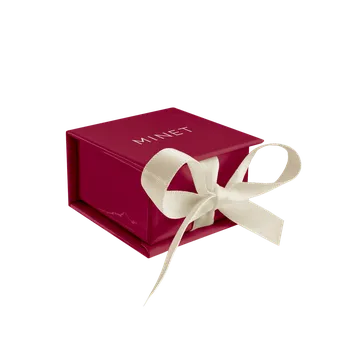 Souprava šperků MINET PREMIUM Tmavě růžová magnetická krabička na šperky s béžovou stuhou - 5 x 5 x 3 cm XBJMVC1