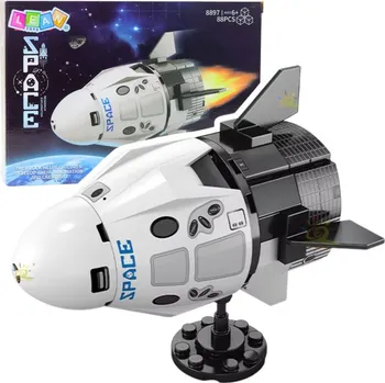 ostatní stavebnice Stavebnice, bílá vesmírná loď, stojan, 88 dílů.