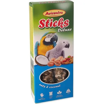 Krmivo pro ptáka Tyčinka Avicentra Deluxe velký papoušek, s ořechy a kokosem 2ks-KARTON