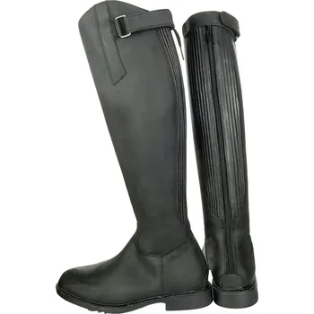 Jezdecká obuv Zimní jezdecké kožené boty HKM Flex Country - Standard - standardní lýtko, černá, 44