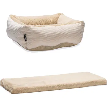 Pelíšek pro kočku beeztees Moza mazlící sada, béžový pelíšek pro kočky + polštářek na parapet pro kočky