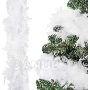 Vánoční ozdoba Vánoční girlanda z bílého peří - boa - 6 m