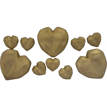 Jedlá dekorace na dort Zlaté srdce nejedlá cukrová dekorace 10cm - Gricko Ivanjica