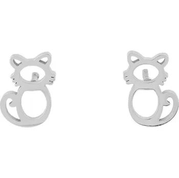 Náušnice Náušnice z nerezové oceli kočka Varianta: 1 stříbrná, Balení: 1 pár