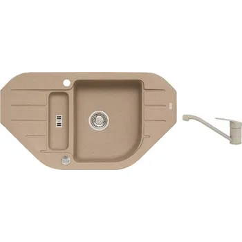 Granitový dřez Alveus - Set dřezu Niagara 60 a baterie Clara, s ovládáním odpadu, beige SETA25919