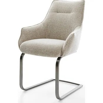 Jídelní židle DELIFE Jídelní židle Alja-Flex s područkami látka Měkký béžová jídelní židle plochá grafit taštičkové pružiny