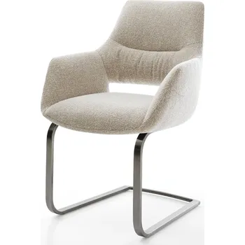 Jídelní židle DELIFE Jídelní židle Yago-Flex s područkami látka Měkký béžová jídelní židle plochá grafit taštičkové pružiny