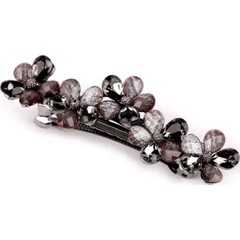 Náramek Francouzská spona do vlasů květ, střední, 2 šedobéžová