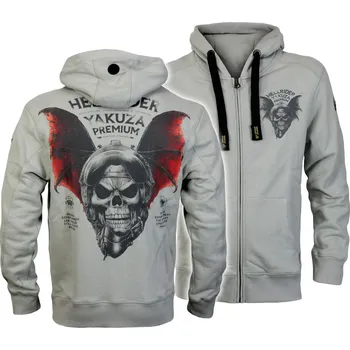 Pánské oblečení Pánská mikina Yakuza Premium s kapucí 4024 C silver velikost: 5XL