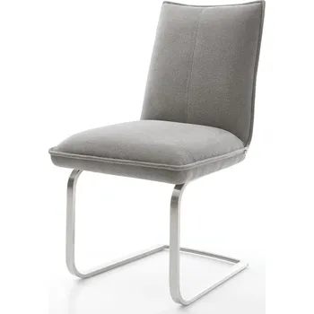 Jídelní židle DELIFE Jídelní židle Lelio-Flex tkanina Měkký šedá jídelní židle plochá nerezová ocel taštičkové pružiny