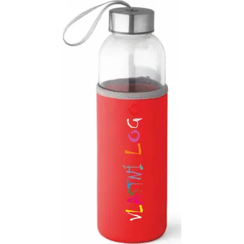 Láhev ON-DESIGN Sportovní láhev ze skla a nerezové oceli RAISE s potiskem Barva: červená