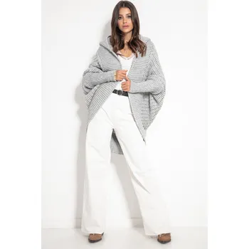 Dámský svetr TopMode Děrovaný vlněný maxi kardigan 579814