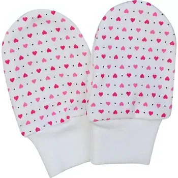 Módní doplněk ESITO | Rukavice bavlna Srdce bílá růžová - srdce bílá / růžová / 62