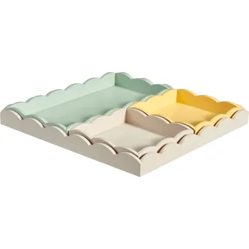 Home Styling Collection Sada 4 zelených dřevěných podnosů, 30 x 30 x 3 cm