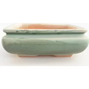 Květináč Keramická bonsai miska 15,5 x 15,5 x 6 cm zelená