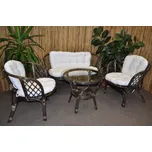 Axin Trading s.r.o. Ratanová sedací souprava Bahama velká hnědá, polstr bílý