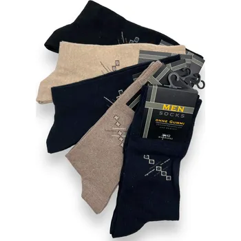 Pánské ponožky Ohne Gummi Pánské bavlněné vysoké ponožky 5 párů vícebarevné 01 Barva: Černá, Velikost: 43-46