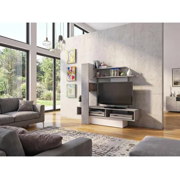 Obývací stěna TRS-SKL-SPAIN Obývací stěna, tv stolek Sky bílá, concrete