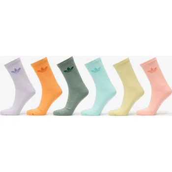 Ponožky adidas Trefoil Crew Cushion Socks 6-Pack Silver Green/ Glow Pink/ Powder Yellow M