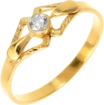 Prsten Argento 72804 Pozlacený stříbrný prsten - s ručním gravírem, čirý kulatý zirkon | Velikost prstenu: 58mm