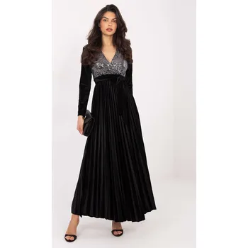 Dámské šaty Společenské večerní šaty s flitry Italy Fashion černostříbrné EU velikost: Univerzální