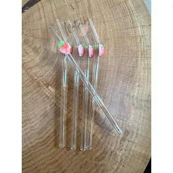 Skleněné brčko jahoda