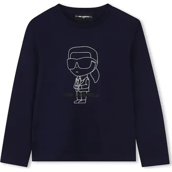 Dětské bavlněné tričko s dlouhým rukávem Karl Lagerfeld Z30953.162.174 námořnická modř 59X, vel. 174