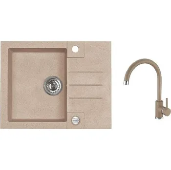 Alveus - Set dřezu Rock 30 a baterie Kati, s ovládáním odpadu, beige SETA25871