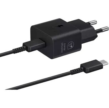 Originální síťová nabíječka Samsung EP-T2510EBE PD 25W + USB-C kabel 1m černá bulk