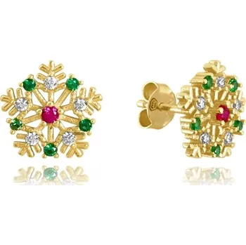 Módní doplněk Pozlacené stříbrné náušnice pecičky - vločky JMAS8038GE00