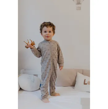 Dětský rostoucí overal/pyžamo ze 100% merino vlny Jaquard SAFA - béžový Velikost: 86/92