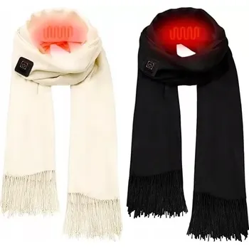 Šála Elektrická vyhřívaná šála s USB, 2ks v balení - černý a béžový