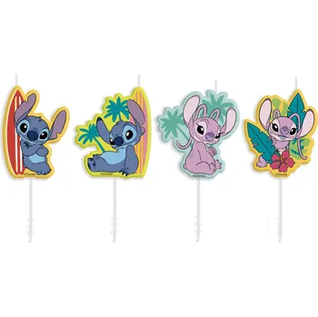 Dekora Dortové svíčky 9 cm 4 ks, Stitch