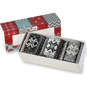 Pánské ponožky Wooline Dárkové balení ponožek 3v1 s norskými motivy pro muže, Natural Wool 11 Velikost ponožek: EUR 44-47