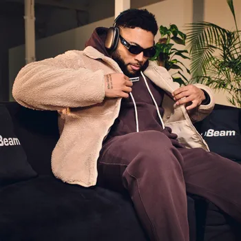 Pánská mikina GymBeam Sherpa Jacket Canyon M cream