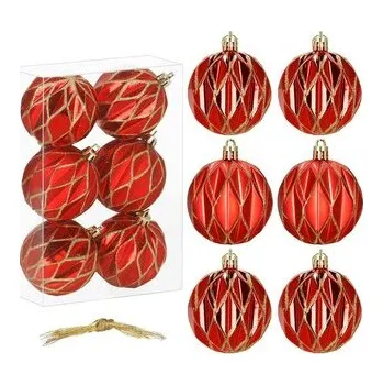 Vánoce Vánoční baňky červené mix - 6cm sada 6ks, vánoční ozdoby