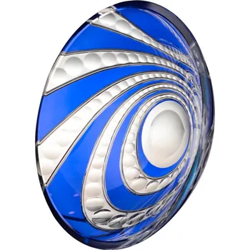 Modrá broušená mísa, Glamour Crystal, 23 cm