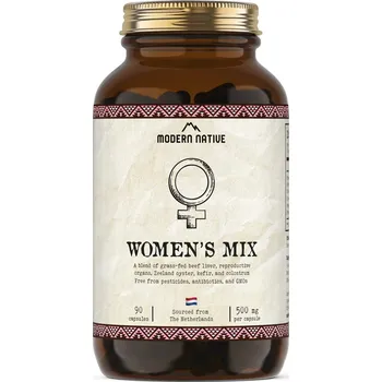 Modern Native | Ženská vitalita – komplex z hovězích jater, pohlavních žláz a ústřic hormonální rovnováha • plodnost • energie • 500 mg v kapsli • 90 kapslí