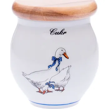Váza Český porcelán, a.s., Dubí Dóza s nápisem cukr, 10,4 cm, husy, Český porcelán