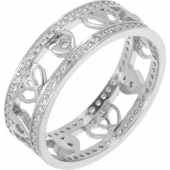 Prsten Argento 73036 Stříbrný prsten - obroučka, čiré kulaté zirkony | Velikost prstenu: 56mm