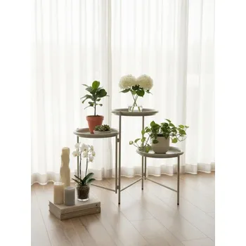 Stojan na květiny Sinsay - Nastavitelný tříúrovňový železný stojan na květiny - béžová - 817HI-08X - 817HI-08X-ONE