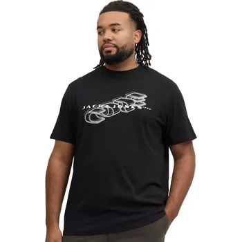 Velké pánské tričko s potiskem Jack & Jones 12292097 černý (5XL)