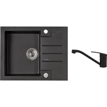 Alveus - Set dřezu Rock 30 a baterie Clara, s ovládáním odpadu, carbon SETA25869