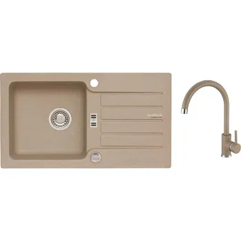 Granitový dřez Alveus - Set dřezu Niagara 30 a baterie Kati, s ovládáním odpadu, beige SETA25917
