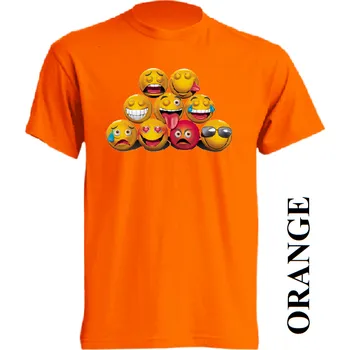 Pánské tričko panske-levne-bavlnene-tricko-digi-potisk-smajlici Barva: Orange - oranžová, velikost: XL