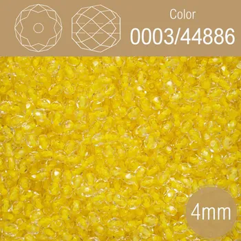 Módní doplněk Korálky BROUŠENÉ 4mm. Barva 0003/44886. Průhledná žlutá. Balení 120Ks.