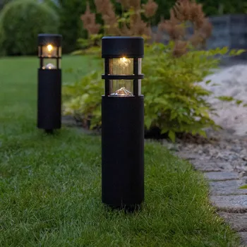 Venkovní osvětlení STAR TRADING LED solární soklové světlo Rundi v sadě 2 ks černá, transparentní LED 0,06 W celkem